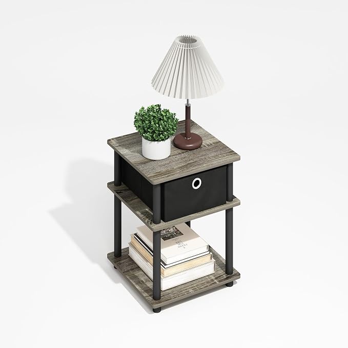 Furinno Turn-N-Tube Side Table, 3-Tier Square Modern End Table - Image 4