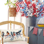 RABUSOFA 4th of July Memorial Day Patriotic Lumbar Throw Pillow Cover, 12x20 - Image 2