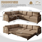 King Size Sleeper Sofas Convertible Couches, Oversized 6-Seat Sectional Sofa - Image 3