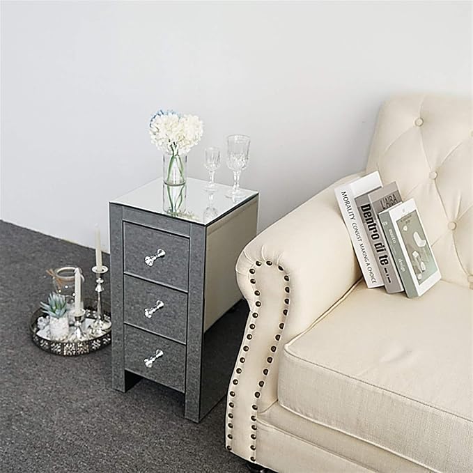 Mirrored End Table Modern Small Sofa Corner Table - Image 4