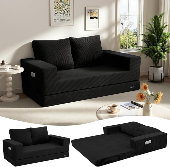 COMAX Convertible Sofa Bed Queen, Folding Fold Out Couch Bed, Floor Futon Couch by COMAX