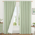 Light Green 100% Blackout Linen Curtains by LAMIT