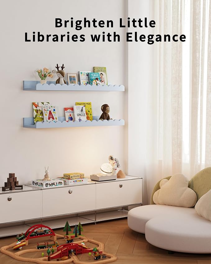 Shario Nursery Book Shelves, Scalloped Shelves, Wall Book Shelves - Image 4