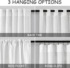 White Kitchen Cafe Curtains 45 Inch Length 2 Panel Set Back Tab Pocket Semi - Image 2