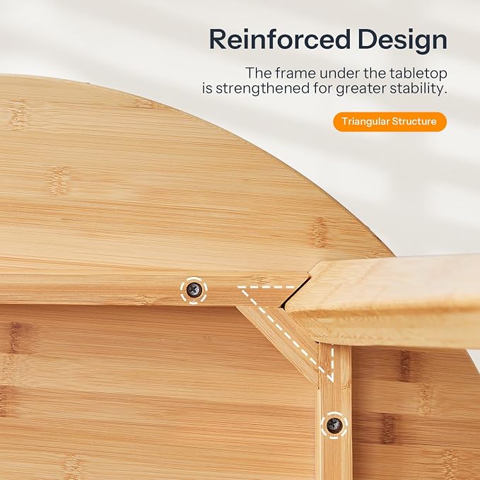 HOOBRO Bamboo Dining Table, Round Dining Table - Image 7