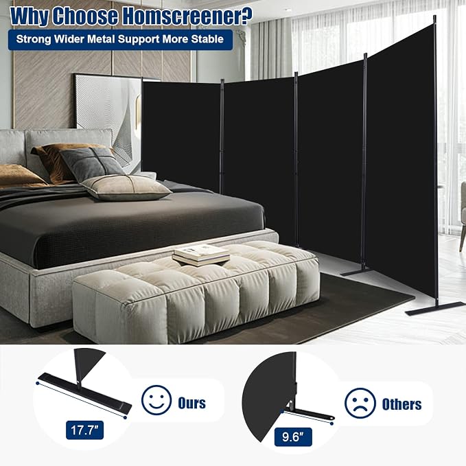 Room Divider 6FT Portable Room Dividers and Folding Privacy Screens, 4 Panel - Image 3