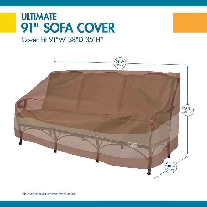 DUCKCOVERS Ultimate Waterproof 93 Inch Patio Sofa Cover, Patio Furniture Covers - Image 3