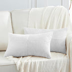 Fancy Homi 2 Packs White Long Lumbar Decorative Throw Pillow Covers 16x24 Inch by Fancy+Homi