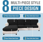 H.VERSAILTEX Sectional Couch Covers 8 Pieces Stretch Sofa Covers - Image 3