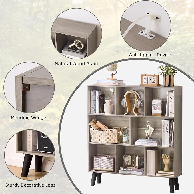 LEYAOYAO 8 Cube Bookshelf, 3 Tier Bookcase - Image 7