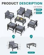 SERWALL HDPE Outdoor Furniture Set, 7 Piece All Weather Wood-Like Outdoor Sofa - Image 2