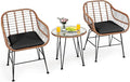 Tangkula 3 Pieces Patio Conversation Bistro Set, Outdoor Wicker Furniture by TANGKULA