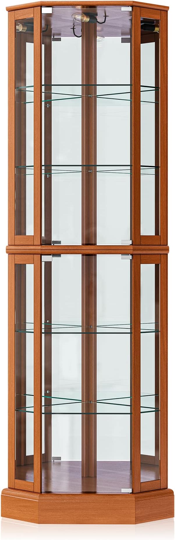 BELLEZE Lighted Curio Cabinet Corner Display Case by BELLEZE