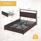 Lifezone Full Bed Frame with 2-Tier Storage Headboard, Metal Platform Bed Frame - Image 2