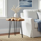 WELLAND Live Edge Cedar End Table, Unique Desktop Side Table, Natural Clear - Image 6
