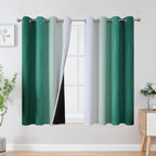 Green and Greyish White Blackout Curtains 52Wx45L 2 Panels | Ombre Curtains by ESTELARTEXTILER