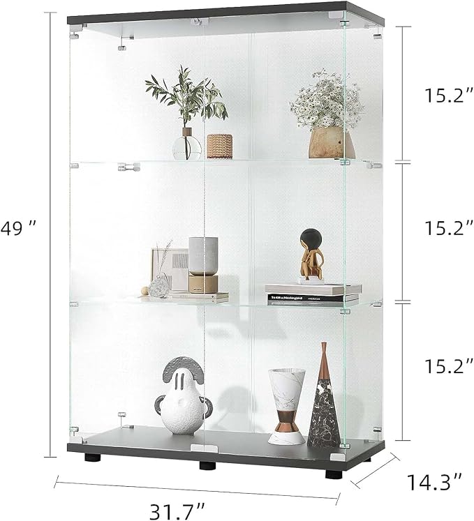APRILSOUL Glass Display Cabinet 3-Shelf - Image 2