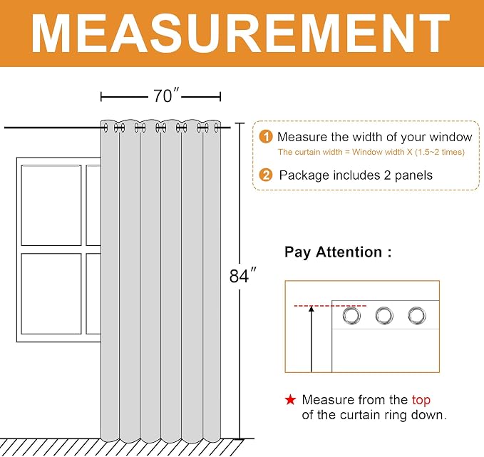 Grommet Blackout Curtains for Bedroom, 70 x 84 Inches, Dark Grey | Thermal - Image 7