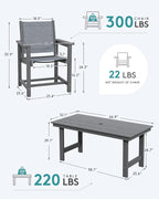 SERWALL 5 Piece Patio Dining Sets, Outdoor HDPE Dining Furniture Set - Image 2