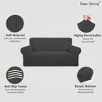 Easy-Going Stretch Loveseat Couch Covers Washable Dark Gray | 1-Piece Loveseat - Image 3