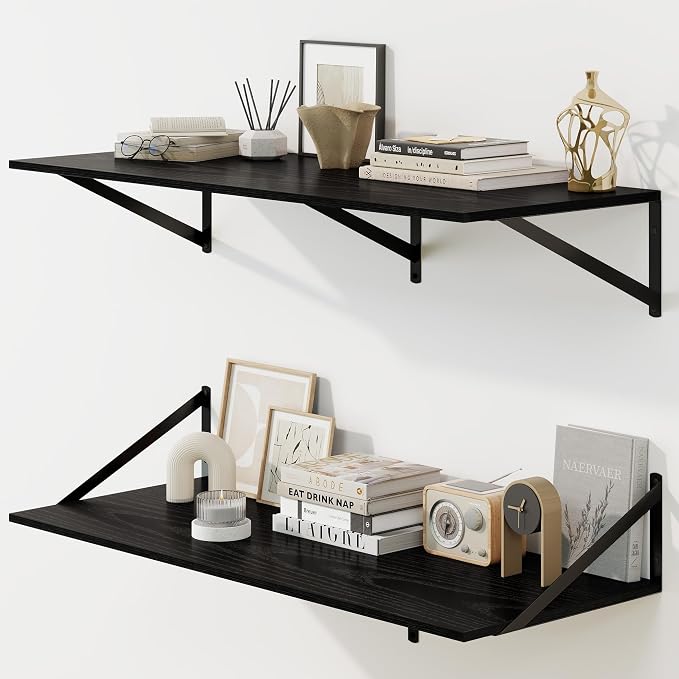 Fun Memories Floating Shelves for Wall, 12 Inch Deep Floating Shelves Set of 2 by FunMemories