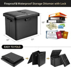 DocSafe Storage Ottoman with Lock, Fireproof Folding Ottoman Foot Rest Stool - Image 3