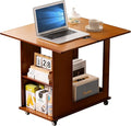 Folding Side Table with Storage Shelf, Space Saving Bamboo End Table with by Unknown