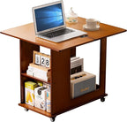 Folding Side Table with Storage Shelf, Space Saving Bamboo End Table with by Unknown
