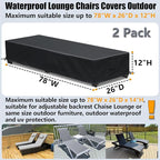 Lounge Chair Covers Outdoor Waterproof Patio Chaise Lounge Cover 600D Weather - Image 4