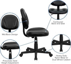 Flash Furniture Ronald Mid-Back Black LeatherSoft Swivel Ergonomic Task Office - Image 8