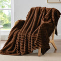BEDELITE Ribbed Twin Blanket for Couch & Bed, Chocolate Brown, Warm Yet by BEDELITE