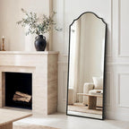 Besdomus Scalloped Full Length Mirror: 21"x56" Black Arched Floor Mirror - Image 7