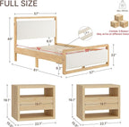 KISLOT 3 Pieces Bedroom Set, Wood Bed Frame - Image 2