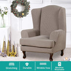 Turquoize Wingback Chair Covers 2 Piece Wing Chair Slipcover Stretch Slipcovers - Image 2