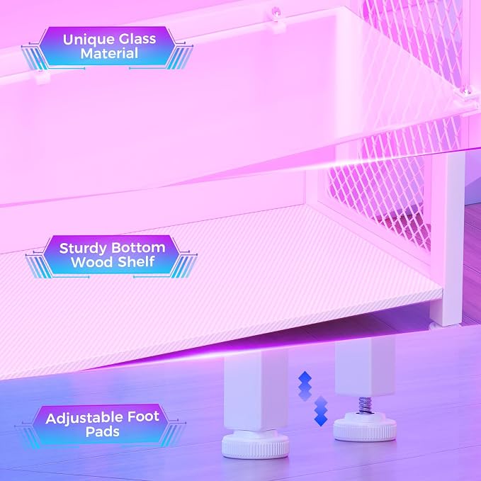 AODK Display Case with LED Lights, Display Cabinet with Glass Storage Shelves - Image 7