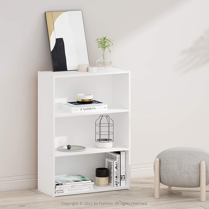 Furinno PASIR Book Shelf, 3-Tier Bookshelf, Storage Shelves Bookcase, 9.7 x - Image 2