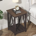 ChooChoo Farmhouse End Table, Rustic Vintage End Side Table - Image 4