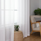 Chyhomenyc White Sheer Curtains 63 Inch Length 2 Panels | Light Filtering - Image 8