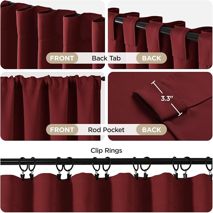 Joydeco Blackout Curtains 108 Inches Long, Thermal Insulated Black Out Curtains - Image 3