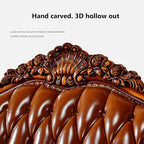 European-Style Leather Sofa, Solid Wood Carved High-end American-Style Sofa - Image 7
