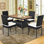 Tangkula 5 Piece Wicker Patio Dining Set, Outdoor Rattan Table & Chairs Set - Image 3