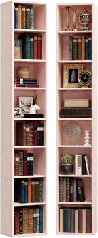 IRONCK Tall Narrow Bookshelf 8 Tiers 71in Set of 2, Compact Corner Bookcase - Image 4