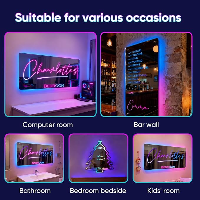 VEELU Personalized Photo Mirror Light Custom Couple Name Neon Signs LED Forever - Image 6