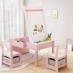 5-in-1 Kids Art Table and Chairs, Wood Toddler Table and Chair Set - Image 2