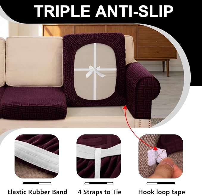 UNBBRRL 10 Pieces Stretch Sofa Cushion Covers - Image 3