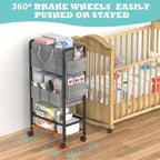 LIDTOP 2In1 Baby Diaper Caddy & 4-Tier Rolling Diaper Cart, Diaper Caddy - Image 7