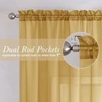 Gold Sheer Curtains 78 Inches Long 2 Panels, Breathable Solid Voile Light - Image 2