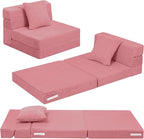 MeMoreCool Kids Folding Sofa – Corduroy Floor Futon Chair, Tri-Fold Mattress by MeMoreCool