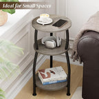 Small Round Side Table, 3-Tier End Table - Image 4
