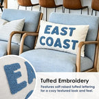 Blue Coastal Tufted Embroidery Throw Pillow Cover 12x20, Coastal Room Decor - Image 4